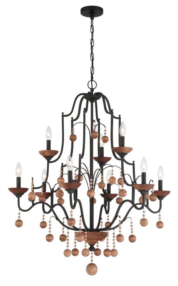COLONIAL CHARM - 9 LIGHT TWO TIER CHANDELIER
