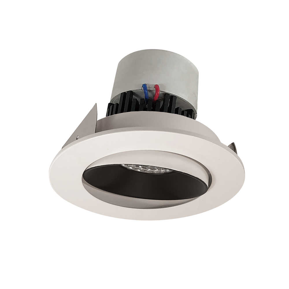 4" Pearl LED Round Adjustable Cone Retrofit, 1000lm / 12W, 2700K, Black Reflector / White Flange