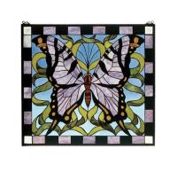 Meyda Green 46464 - 25"W X 23"H Butterfly Stained Glass Window