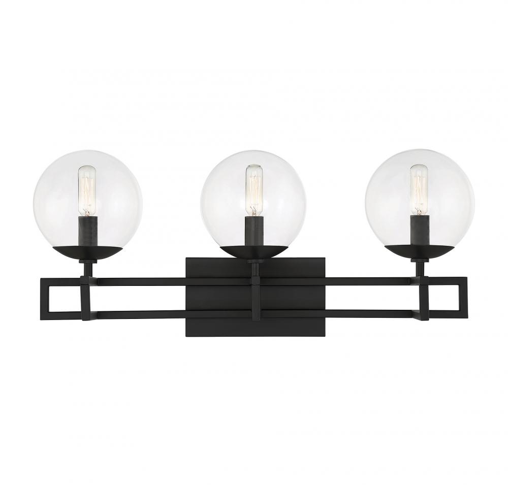 Crosby 3 LT Bathroom Vanity Light in Matte Black