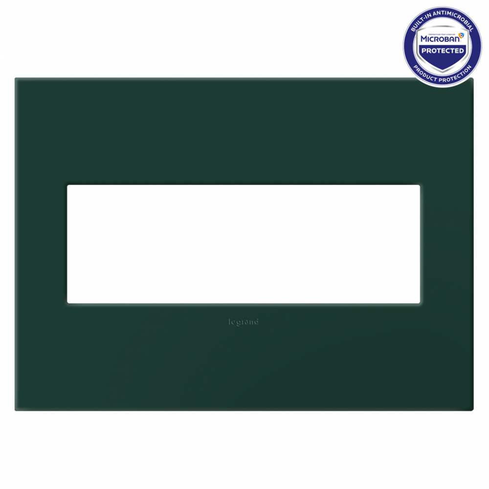 adorne Evergreen Three-Gang Screwless Wall Plate with Microban