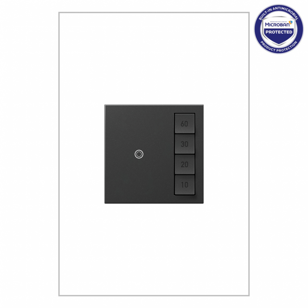 adorne Timer Switch, Manual On/Timed Off, Graphite, with Microban