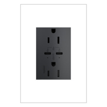 Legrand ARTRUSB15PD65G4 - adorne® 65W USB Outlet, Plus-Size, Type C, 15A, Tamper-Resistant, Graphite