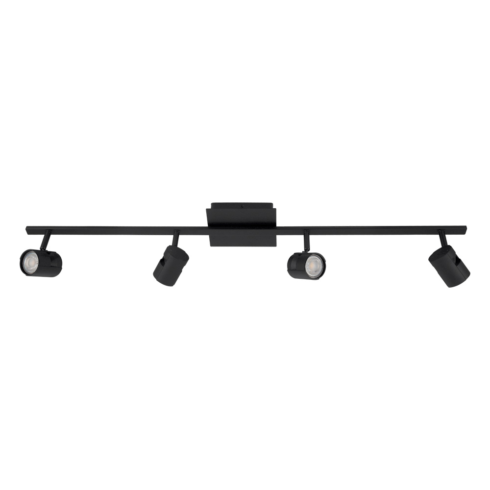 4 LT Fixed Track Light w/ Black Finish & Black Adjustable Lamp Heads