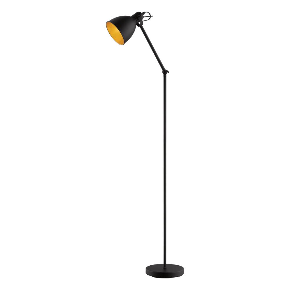 1 LT Floor Lamp w/ Black Finish & Black & Gold Metal Shade