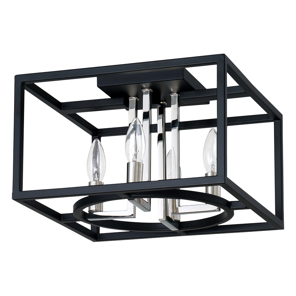4 LT Open Frame Ceiling Light w/ Matte Black & Chrome Finish