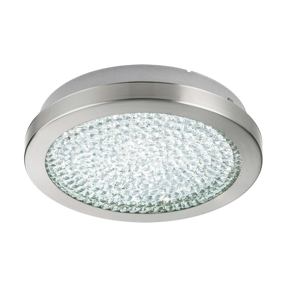 LED Ceiling Light w/ Matte Nickel Finish & Clear Glass Shade w/ Clear Glass Crystal Stones