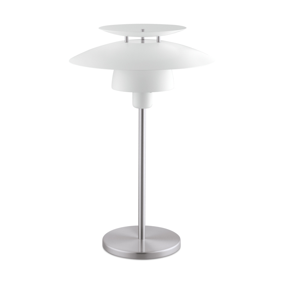 1 LT Table Lamp w/ Satin Nickel Finish & White Shade