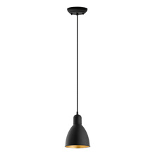 Eglo 203443A - 1 LT Mini Pendant w/ Black Finish & Black & Gold Shade