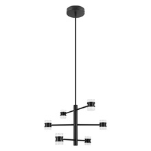 Eglo 204148A - 6 LT LED Pendant w/ Matte Black Finish & Clear & Satin Acrylic Shades