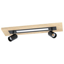 Eglo 39748A - 2 LT Fixed Track Light w/ Wood & Black Finish w/ Adjustable Lamp Heads & Center LED Light