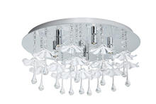 Eglo 93053A - 5 LT  Ceiling Light w/ Chrome Finish & Glass Flower Crystal Drops