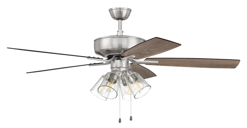 52" Ceiling Fan w/Blades, 4 Clear Glass LED Lights