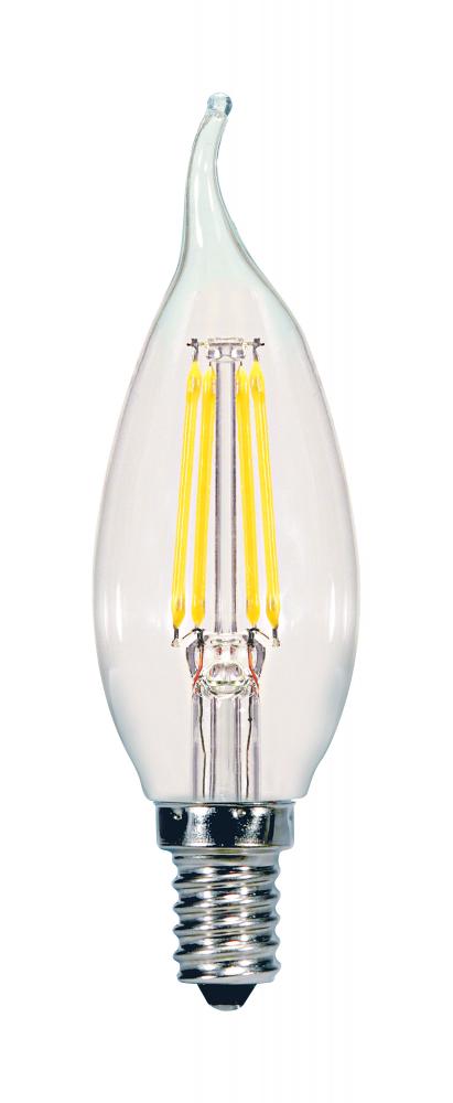 5.5 Watt CA10 LED; Clear; Candelabra base; 2700K; 120 Volt; 2-Card