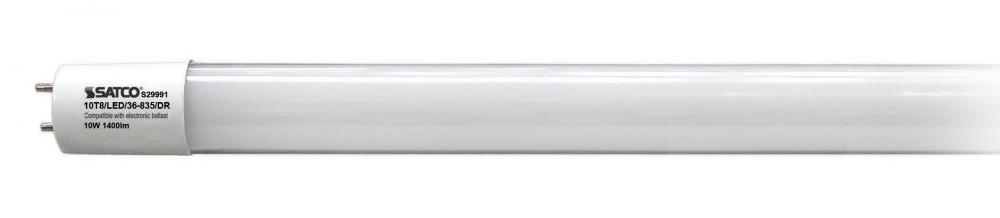 10 Watt T8 LED; 3500K; Medium Bi Pin base; 50000 Average rated hours; 1400 Lumens; Type A; Ballast