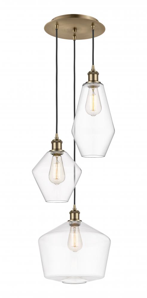 Cindyrella - 3 Light - 17 inch - Antique Brass - Cord hung - Multi Pendant