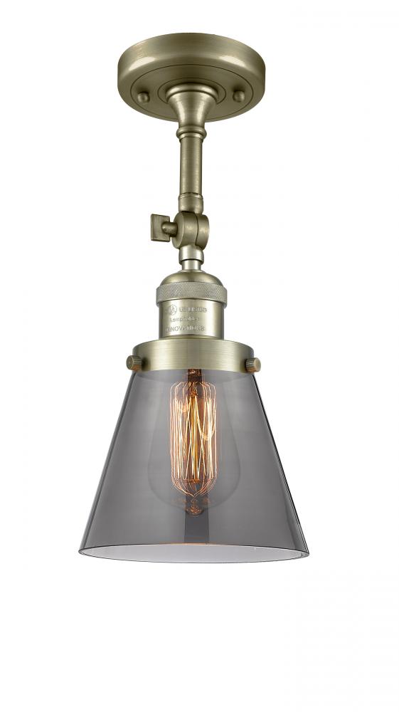 Cone - 1 Light - 6 inch - Antique Brass - Adjustable Semi-Flush Mount