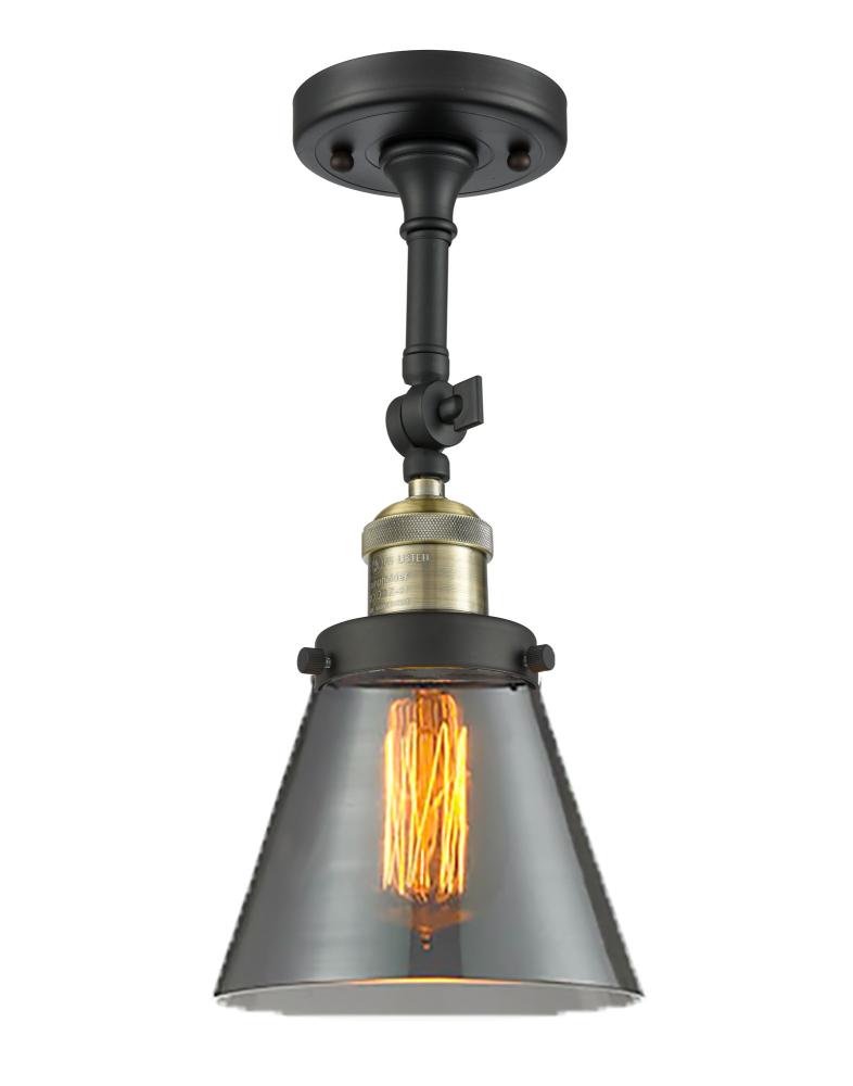 Cone - 1 Light - 6 inch - Black Antique Brass - Adjustable Semi-Flush Mount