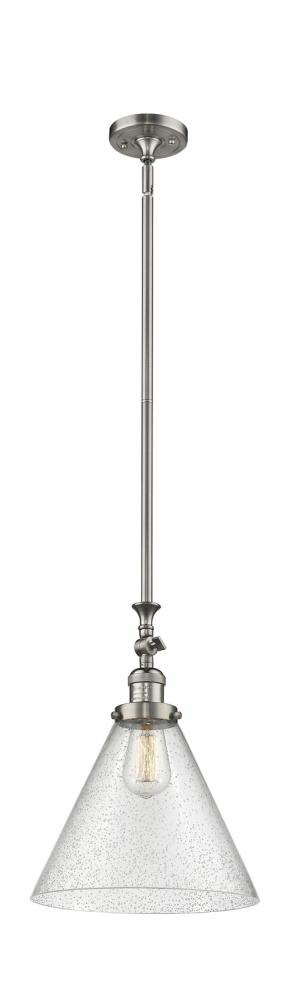 Cone - 1 Light - 12 inch - Brushed Satin Nickel - Stem Hung - Adjustable Mini Pendant