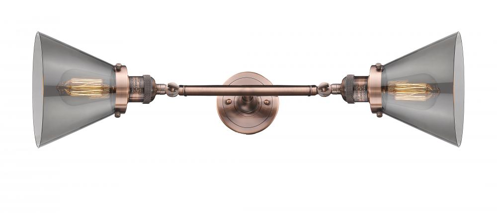 Cone - 2 Light - 8 inch - Antique Copper - Adjustable Bath Vanity Light