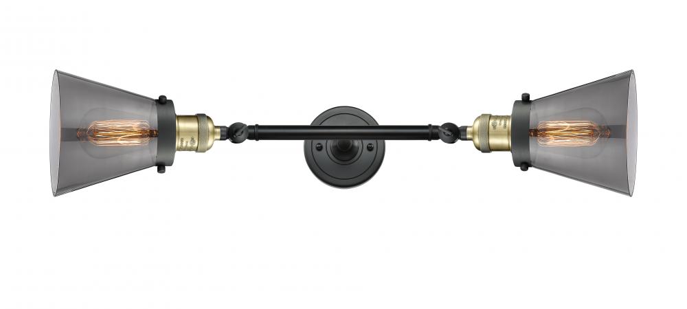 Cone - 2 Light - 6 inch - Black Antique Brass - Adjustable Bath Vanity Light