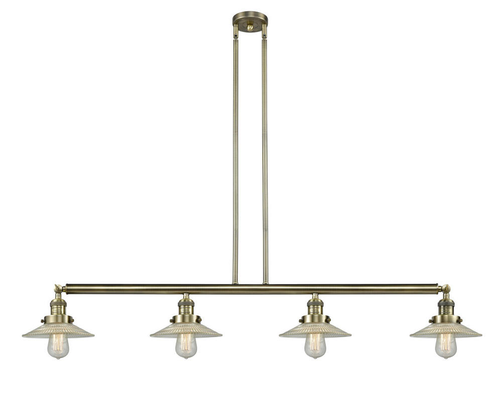 Halophane - 4 Light - 53 inch - Antique Brass - Stem Hung - Adjustable Island Light