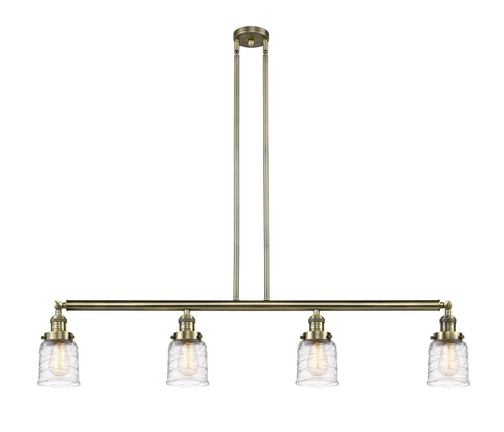 Bell - 4 Light - 50 inch - Antique Brass - Stem Hung - Adjustable Island Light