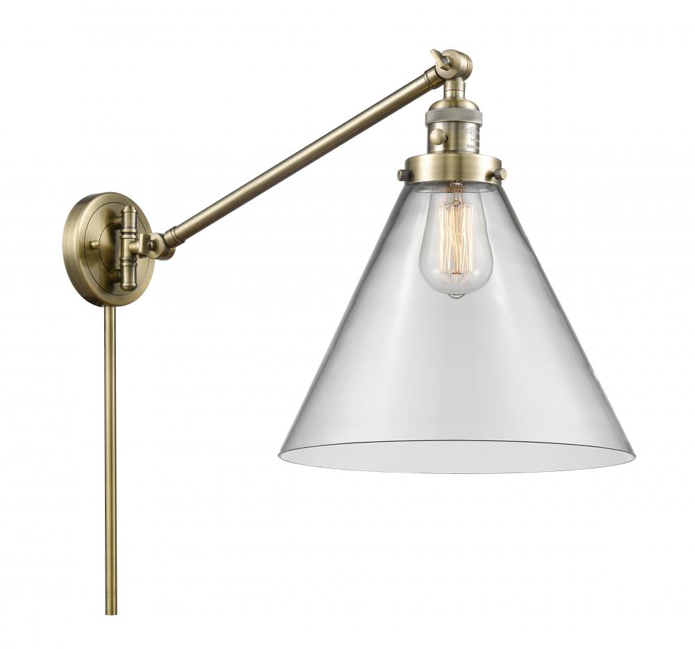 Cone - 1 Light - 12 inch - Antique Brass -Adjustable Swing Arm
