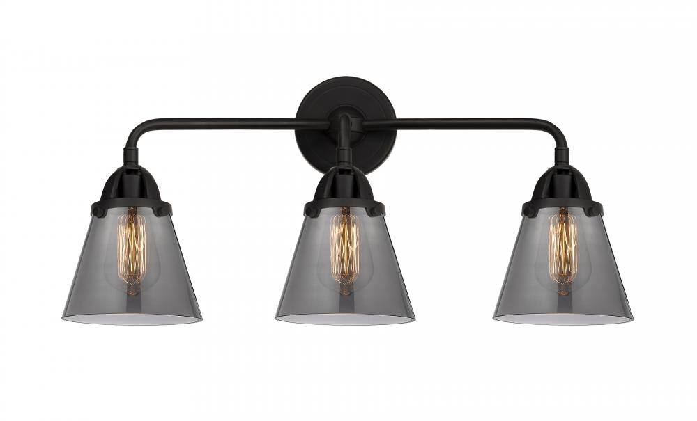 Cone - 3 Light - 24 inch - Matte Black - Bath Vanity Light