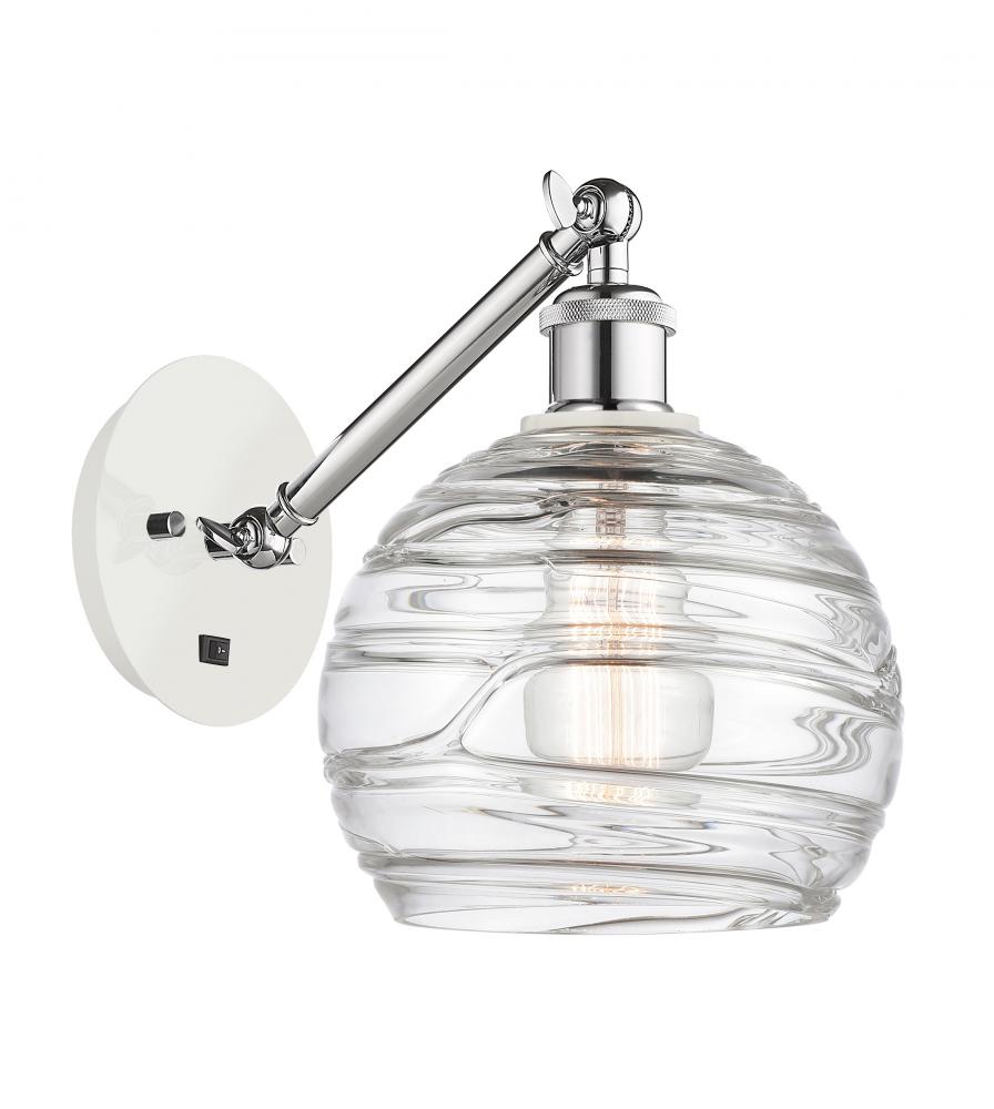 Athens Deco Swirl - 1 Light - 8 inch - White Polished Chrome - Adjustable Sconce