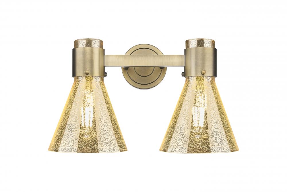 Lawton Cone - 2 Light - 17 inch - Brushed Brass - Bath Vanity Light