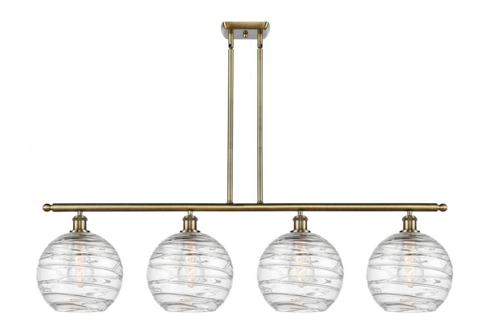 Athens Deco Swirl - 4 Light - 48 inch - Antique Brass - Cord hung - Island Light