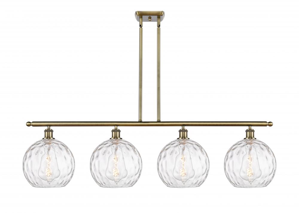 Athens Water Glass - 4 Light - 48 inch - Antique Brass - Cord hung - Island Light
