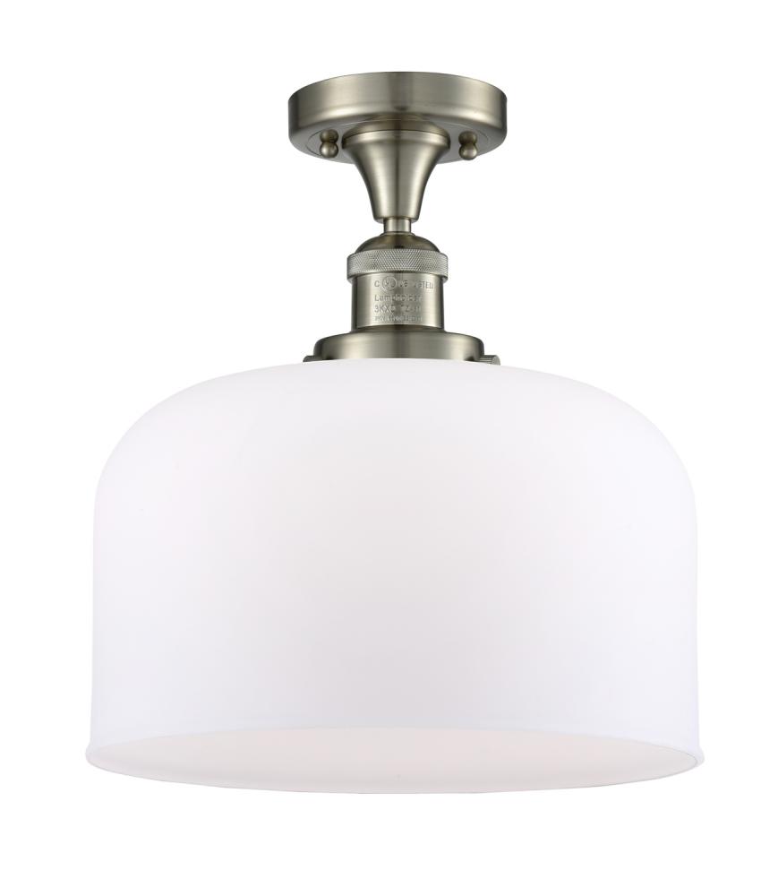Bell - 1 Light - 12 inch - Brushed Satin Nickel - Semi-Flush Mount