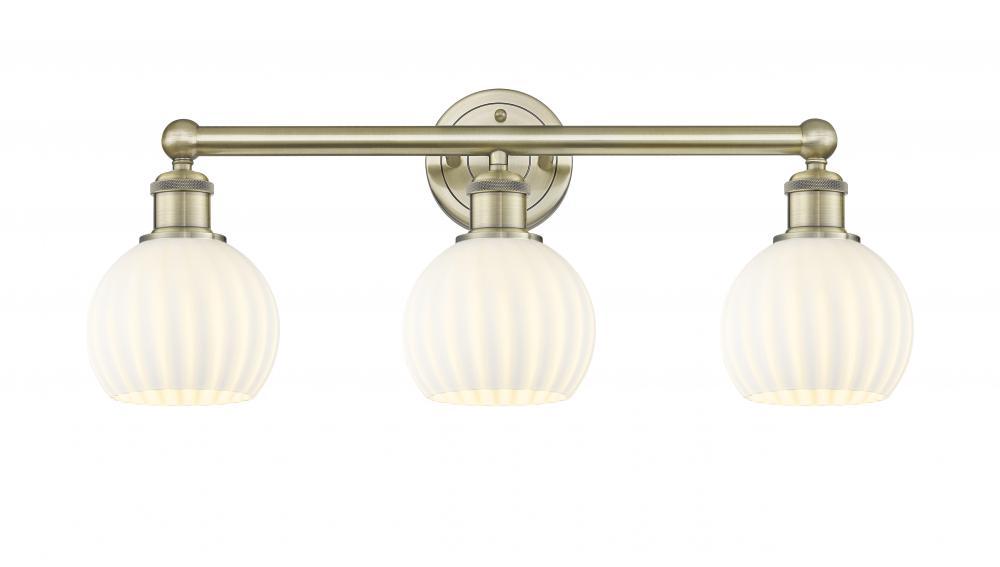 White Venetian - 3 Light - 24 inch - Antique Brass - Bath Vanity Light