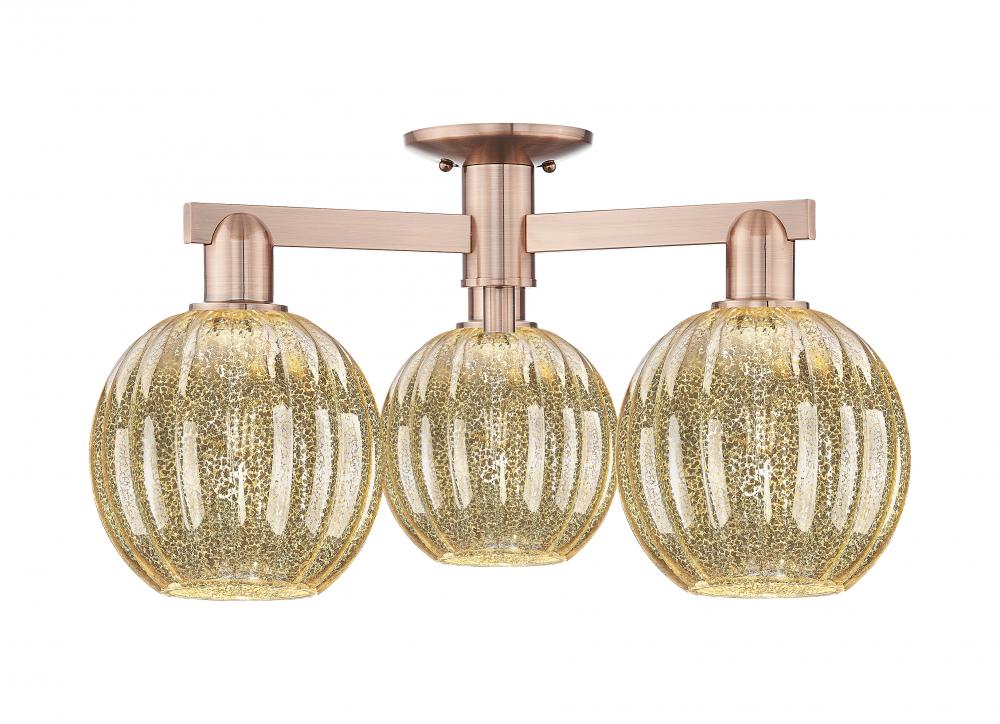 Preston - 3 Light - 6 inch - Antique Copper - Semi-Flush Mount