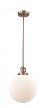 Innovations Lighting 201S-AC-G201-10-LED - Beacon - 1 Light - 10 inch - Antique Copper - Stem Hung - Mini Pendant