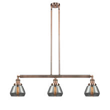 Innovations Lighting 213-AC-G173-LED - Fulton - 3 Light - 39 inch - Antique Copper - Stem Hung - Adjustable Island Light