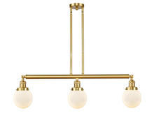 Innovations Lighting 213-SG-G201-6-LED - Beacon - 3 Light - 39 inch - Satin Gold - Stem Hung - Adjustable Island Light