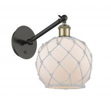 Innovations Lighting 317-1W-BAB-G121-8RW-LED - Farmhouse Rope - 1 Light - 8 inch - Black Antique Brass - Adjustable Sconce