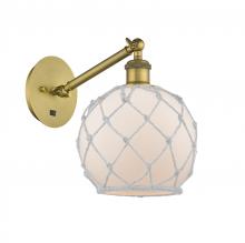 Innovations Lighting 317-1W-BB-G121-8RW-LED - Farmhouse Rope - 1 Light - 8 inch - Brushed Brass - Adjustable Sconce