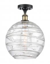 Innovations Lighting 516-1C-BAB-G1213-12-LED - Athens Deco Swirl - 1 Light - 12 inch - Black Antique Brass - Semi-Flush Mount