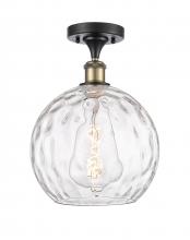 Innovations Lighting 516-1C-BAB-G1215-10-LED - Athens Water Glass - 1 Light - 10 inch - Black Antique Brass - Semi-Flush Mount
