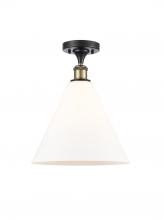 Innovations Lighting 516-1C-BAB-GBC-121-LED - Berkshire - 1 Light - 12 inch - Black Antique Brass - Semi-Flush Mount