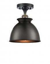Innovations Lighting 516-1C-BAB-M14-BK-LED - Adirondack - 1 Light - 8 inch - Black Antique Brass - Semi-Flush Mount