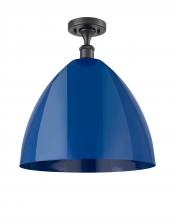 Innovations Lighting 516-1C-BK-MBD-16-BL-LED - Plymouth - 1 Light - 16 inch - Matte Black - Semi-Flush Mount