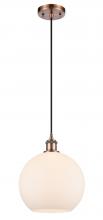 Innovations Lighting 516-1P-AC-G121-10-LED - Athens - 1 Light - 10 inch - Antique Copper - Cord hung - Mini Pendant
