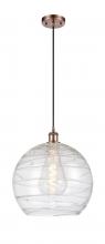 Innovations Lighting 516-1P-AC-G1213-14-LED - Athens Deco Swirl - 1 Light - 14 inch - Antique Copper - Cord hung - Pendant