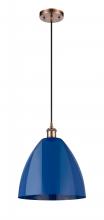 Innovations Lighting 516-1P-AC-MBD-12-BL-LED - Plymouth - 1 Light - 12 inch - Antique Copper - Cord hung - Mini Pendant