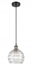 Innovations Lighting 516-1P-BAB-G1213-8-LED - Athens Deco Swirl - 1 Light - 8 inch - Black Antique Brass - Cord hung - Mini Pendant
